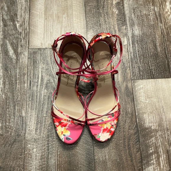 Jessica Simpson Vibrant Pink Floral Heels Size 8.5 - Picture 16 of 16